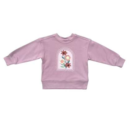 Bamboo Boxy Sweatshirt - Crochet Flower