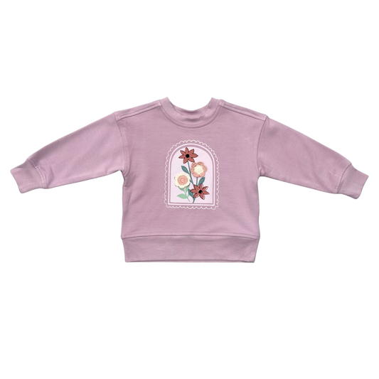 Bamboo Boxy Sweatshirt - Crochet Flower