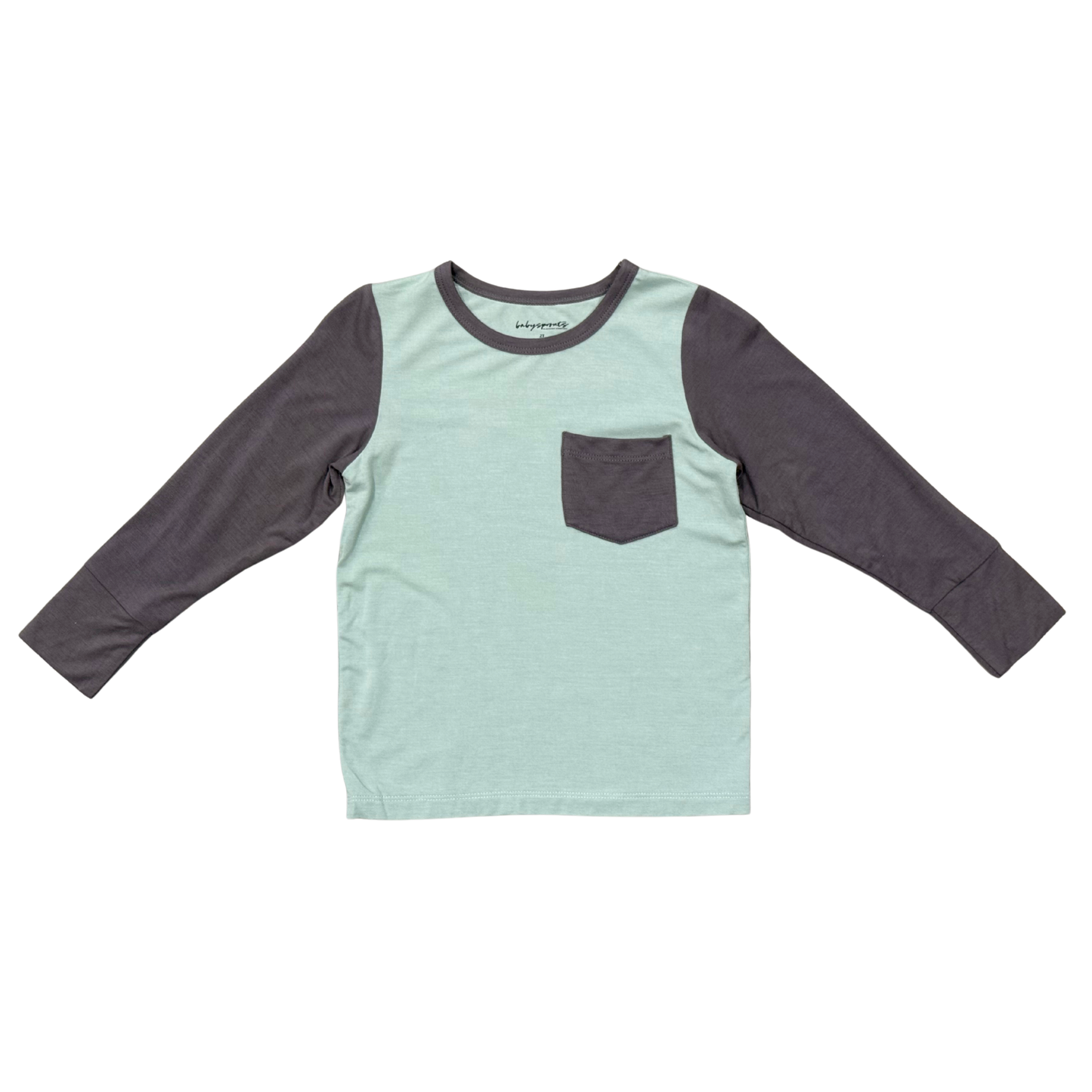 Bamboo Long Sleeve Colorblock Pocket Shirt - Tornado Gray