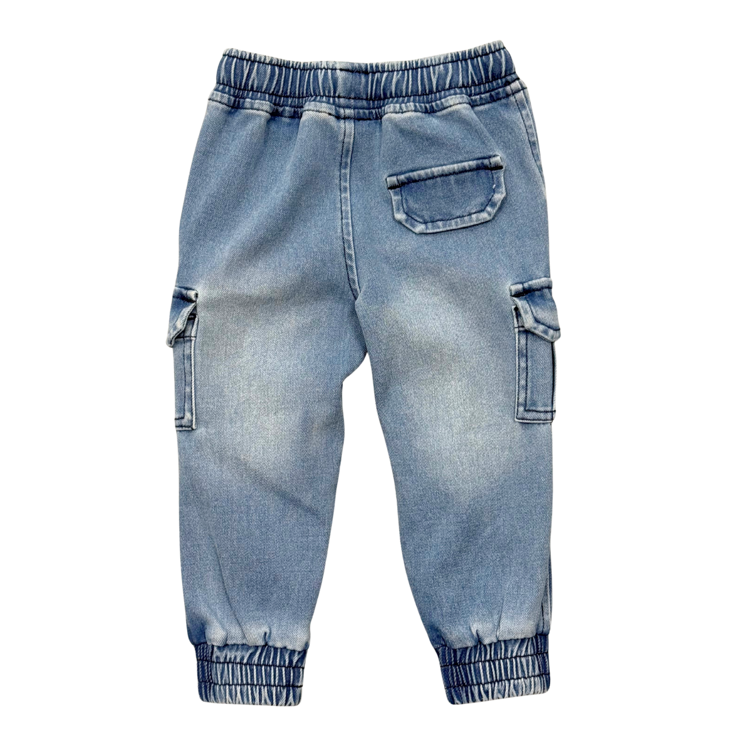 Cotton Denim Jogger - Mid Blue Wash
