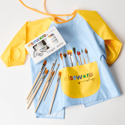 Mess-Free Kids Paint Bundle - All-Natural Finger Paint & Art Smock Set