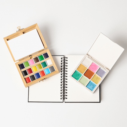 Watercolor Essentials Bundle - Bamboo Case, Metallics, & Paper Pad