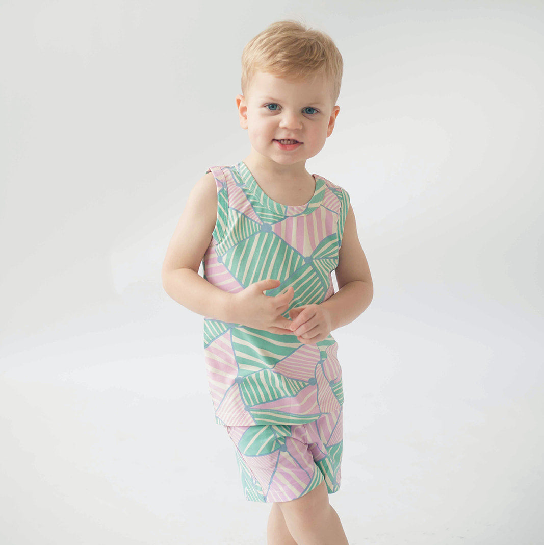 Kids Organic Cotton Tank and Shorts Set - Triangles | Good Apples Kids