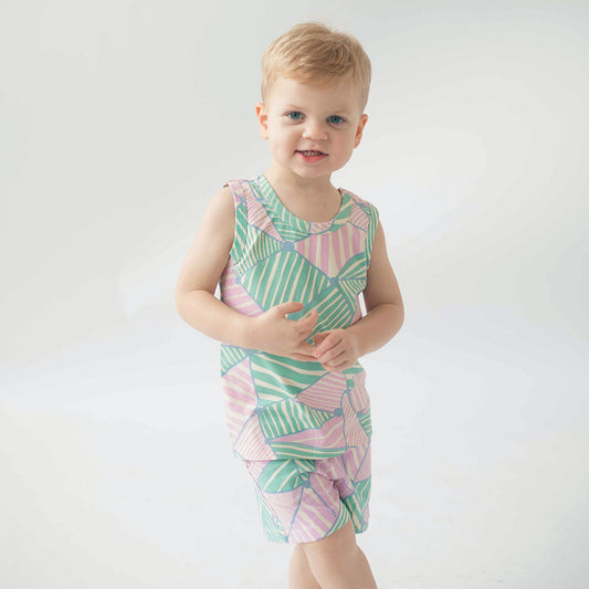 Kids Organic Cotton Tank and Shorts Set - Triangles | Good Apples Kids