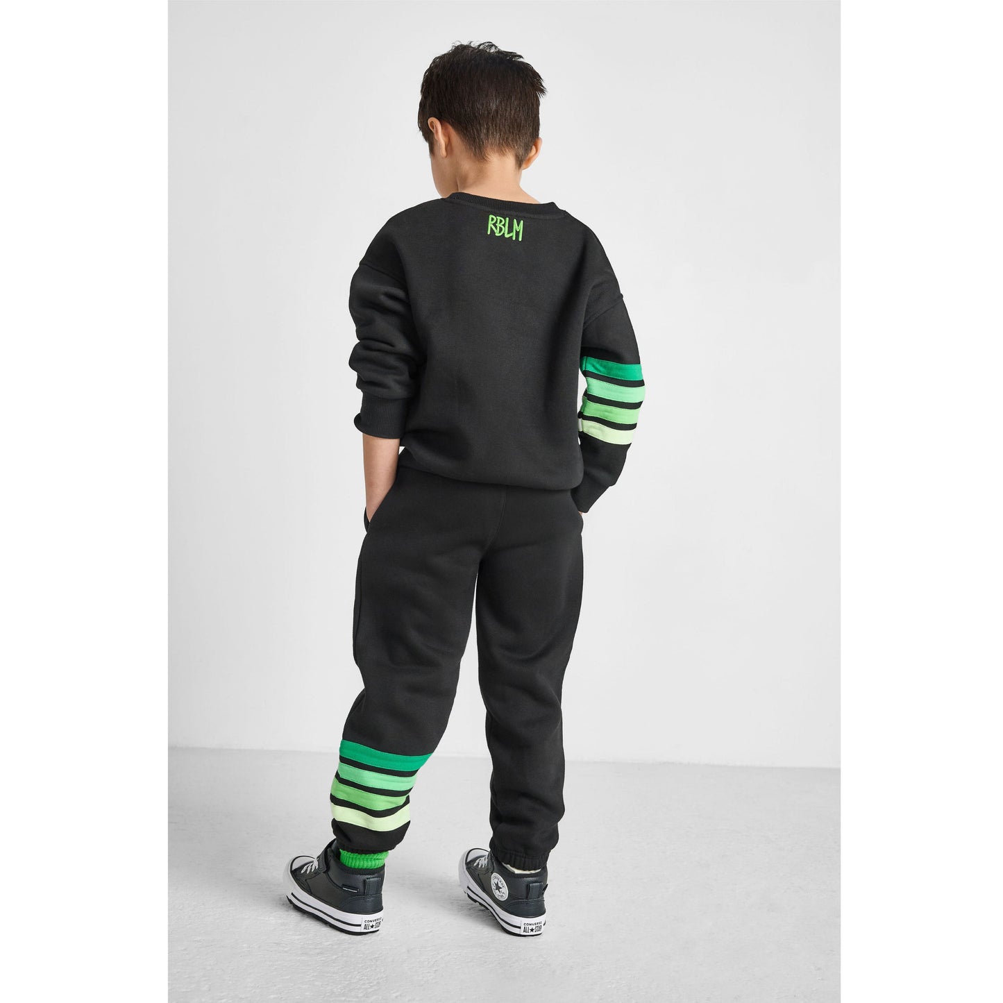 Green Striped Joggers - Organic Cotton & Recycled Polyester | Rebloomed Kids