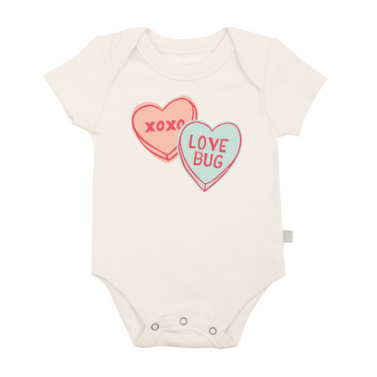 Finn + Emma Organic Short Sleeve Baby Bodysuit- Candy Hearts