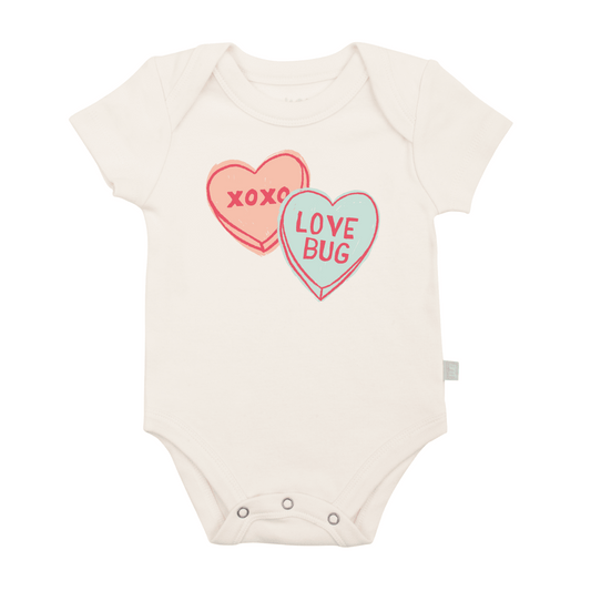 Finn + Emma Organic Short Sleeve Baby Bodysuit- Candy Hearts