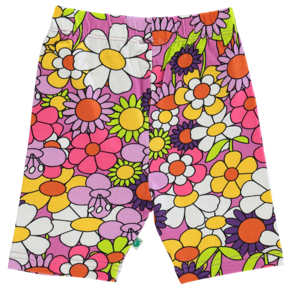 Smafolk organic Bike shorts- flowers, spring pink, back