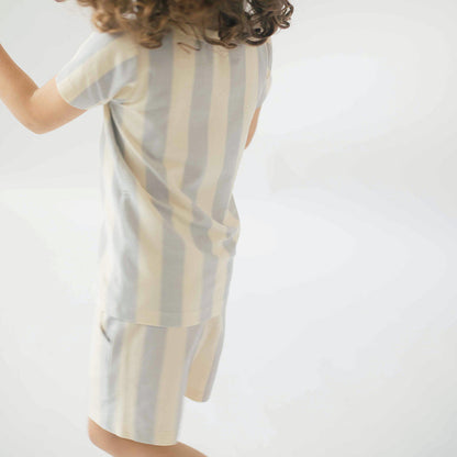 Kids Organic Cotton T-Shirt and Shorts Set - Blue Stripes | Good Apples Kids
