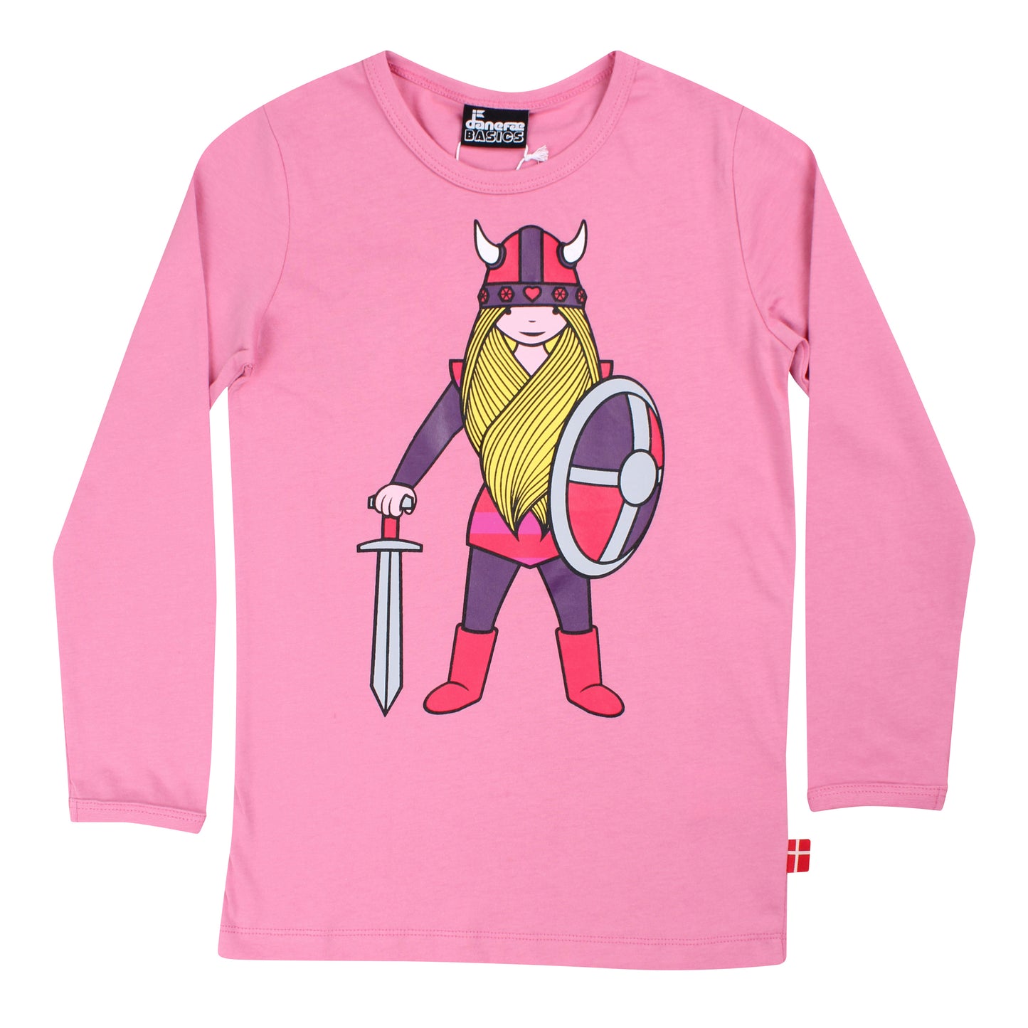Danefae Long Sleeved Girls' Cotton Viking T-Shirt- Rose, Freja
