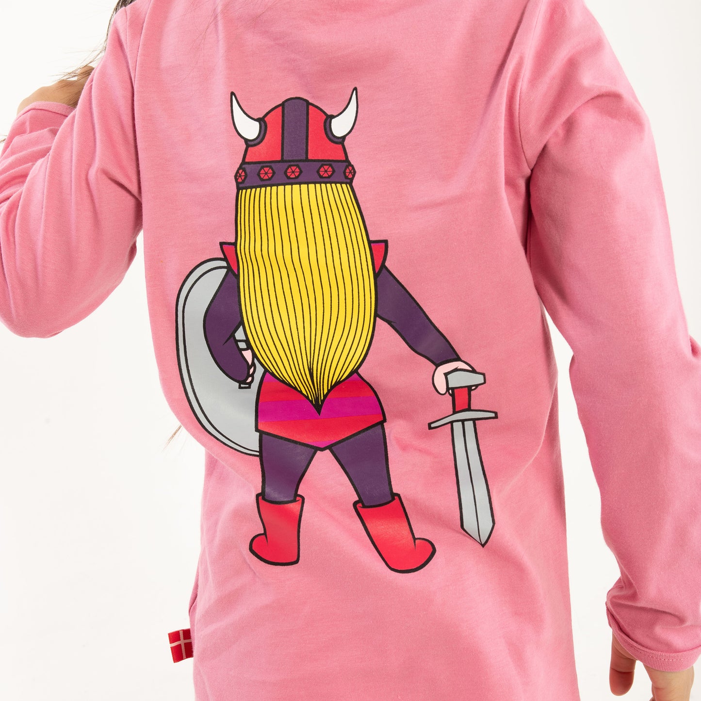 Danefae Long Sleeved Girls' Cotton Viking T-Shirt- Rose, Freja