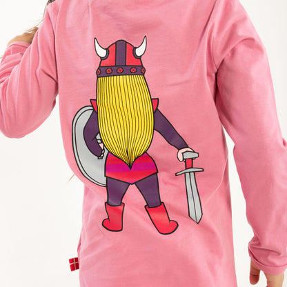 Danefae Long Sleeved Girls' Cotton Viking T-Shirt- Rose, Freja