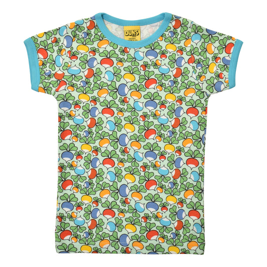 Kids Organic Cotton Short Sleeve Tee - Jumbled Radish Blue | DUNS Sweden
