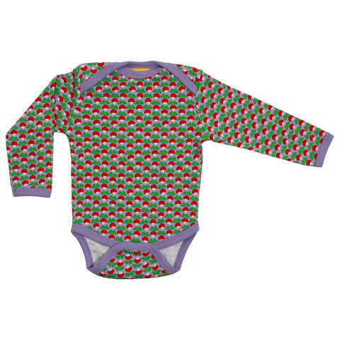 DUNS Sweden Organic Long sleeve bodysuit- mini radish, lavender