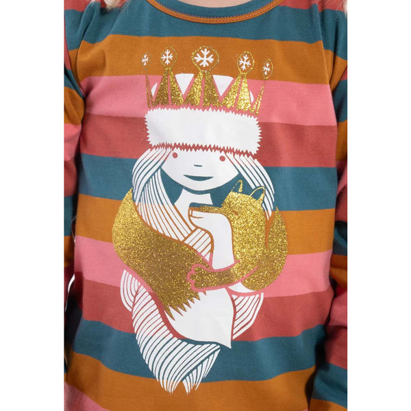 Danefae Long sleeved tee- multi-stripe princess, closeup