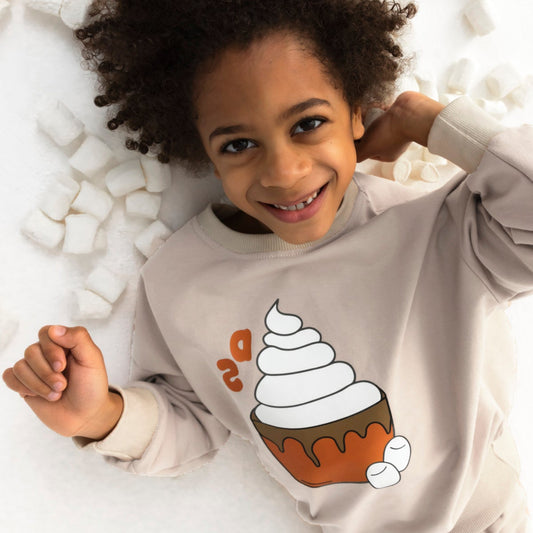 Dear Sophie Organic Kids' Sweatshirt- Hot Chocolate, Caramel