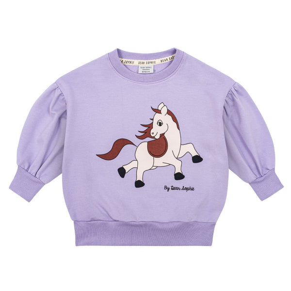 Dear Sophie organic Puff sweatshirt- horse violet