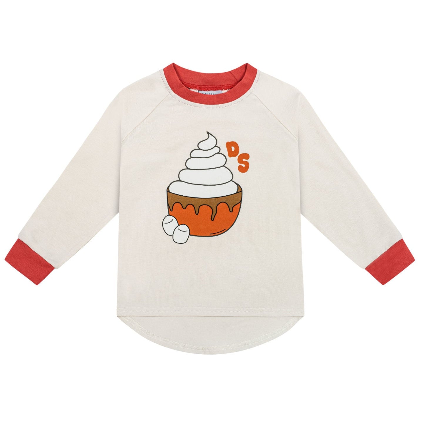 Dear Sophie Organic Kids' Long Sleeved Top- Hot Chocolate, Off-White