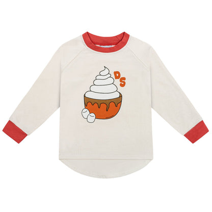 Dear Sophie Organic Kids' Long Sleeved Top- Hot Chocolate, Off-White