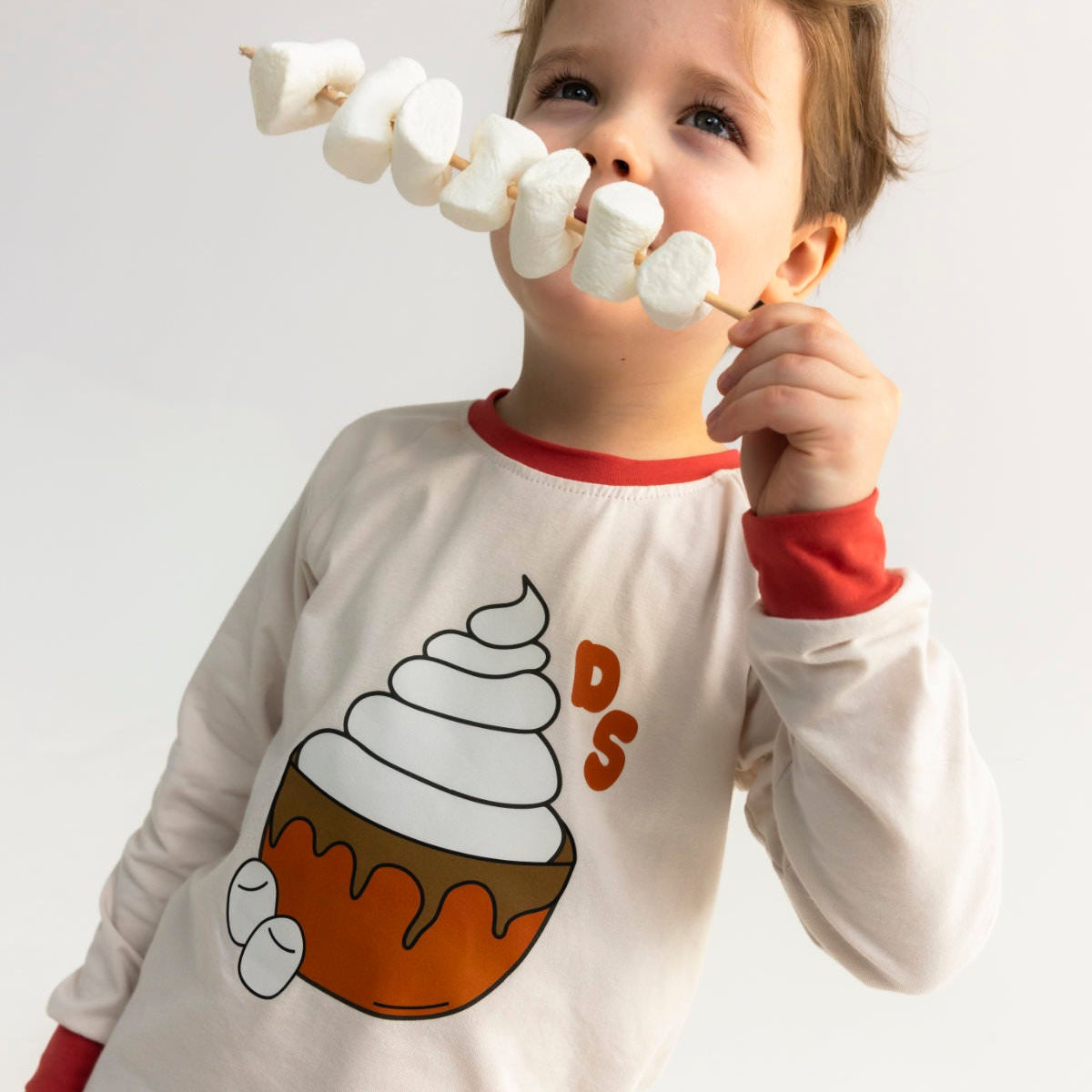 Dear Sophie Organic Kids' Long Sleeved Top- Hot Chocolate, Off-White