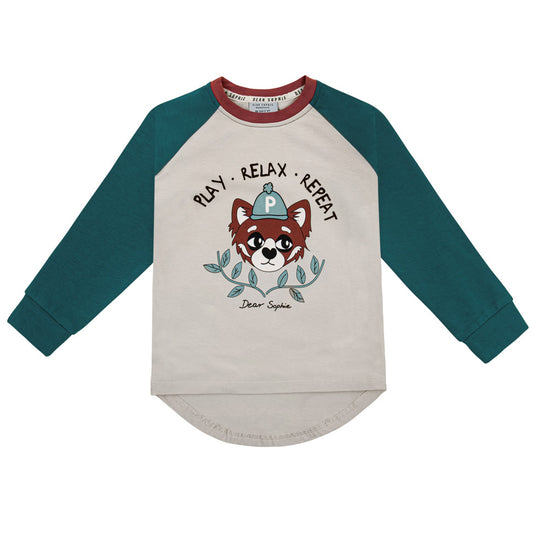 Dear Sophie organic Raglan long sleeved top- panda