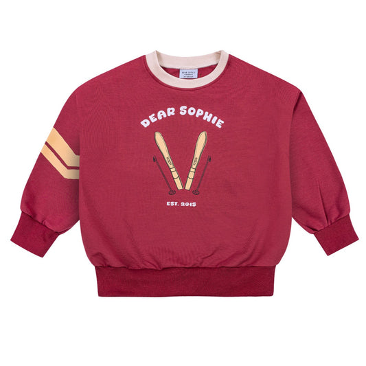 Dear Sophie Organic Kids' Sweatshirt- Ski, Dark Red