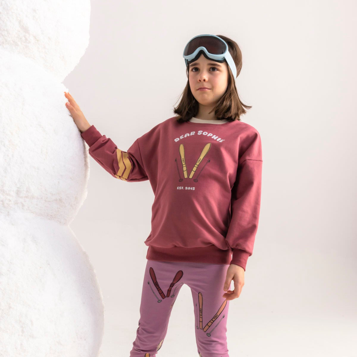 Dear Sophie Organic Kids' Sweatshirt- Ski, Dark Red