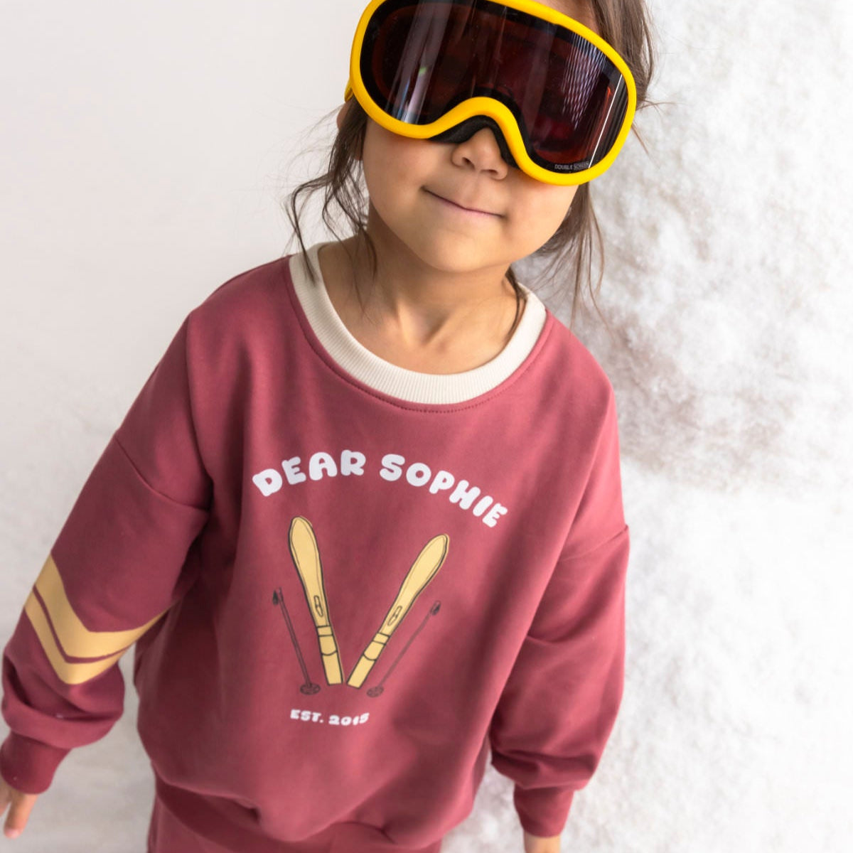 Dear Sophie Organic Kids' Sweatshirt- Ski, Dark Red