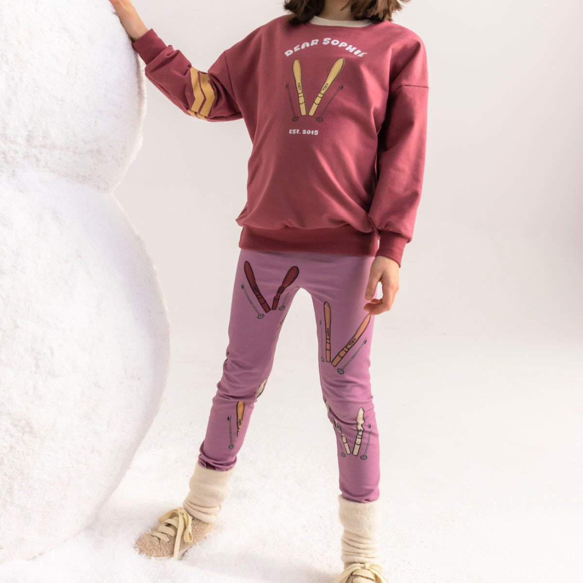 Dear Sophie Organic Girls' Leggings- Ski, Pink