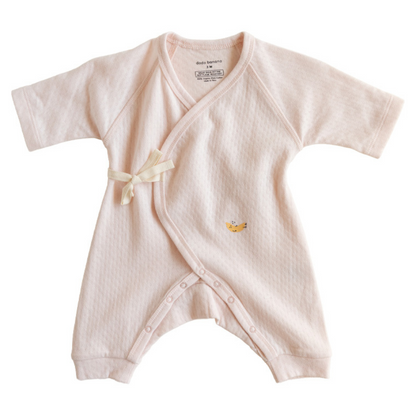 Organic Cotton Pointelle Kimono Onesie - Soft Pink