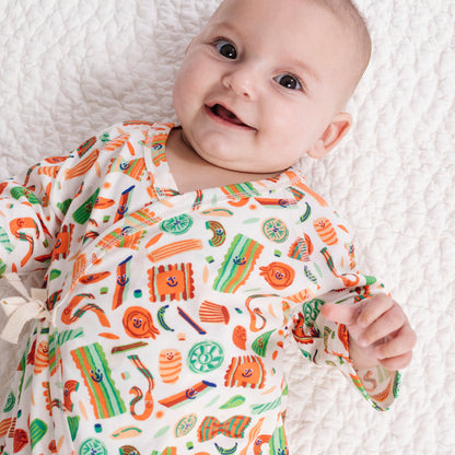 Pasta Festa Baby Kimono Onesie - Organic Pima Cotton | Dodo Banana