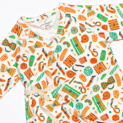 Pasta Festa Baby Kimono Onesie - Organic Pima Cotton | Dodo Banana