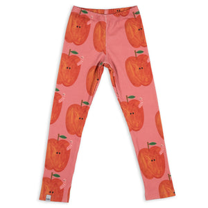 Don't Grow Up organic Ribbed leggings- apples pink