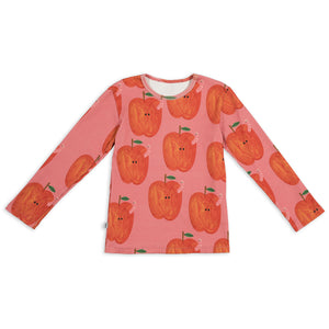 Don't Grow Up organic Ribbed long sleeve t-shirt- apples pink
