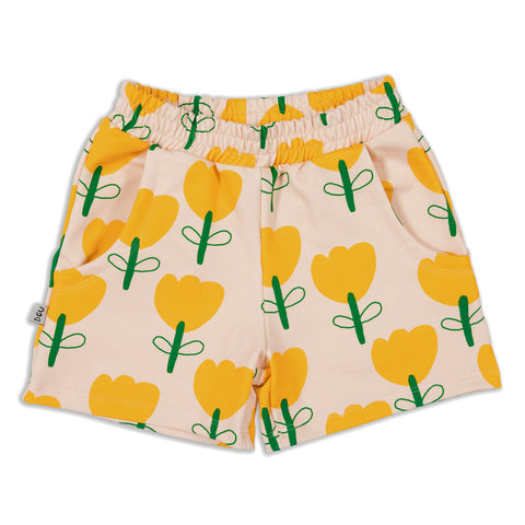 Don't Grow Up organic Shorts- yellow flower