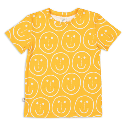Don't Grow Up organic Short sleeve t-shirt- orange smiley