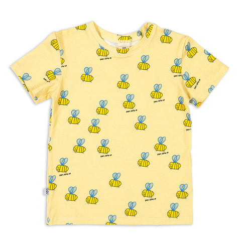 Don't Grow Up organic Short sleeve t-shirt- yellow bee