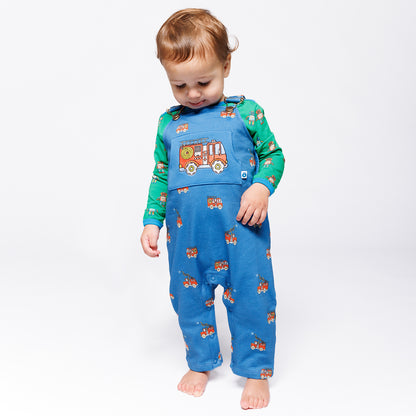 Småfolk Organic Baby Overalls- Fire Truck, Blue