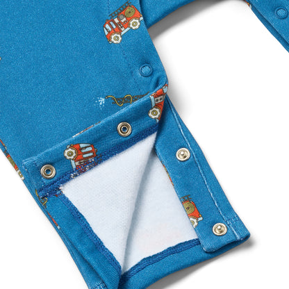 Småfolk Organic Baby Overalls- Fire Truck, Blue