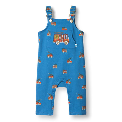 Småfolk Organic Baby Overalls- Fire Truck, Blue