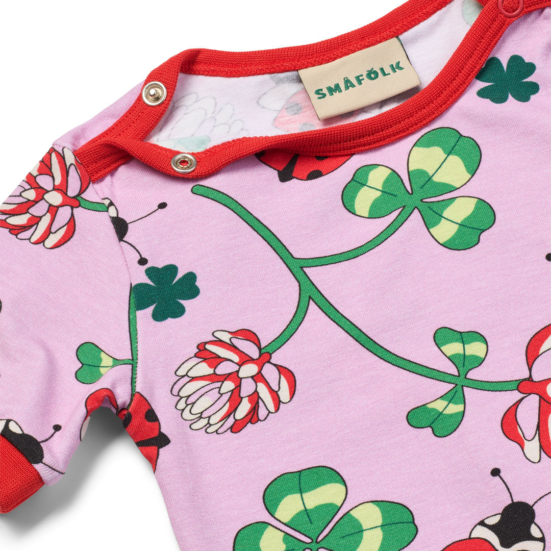 Organic Cotton Ladybug Print Short Sleeve Baby Bodysuit - Blush Pink | Småfolk
