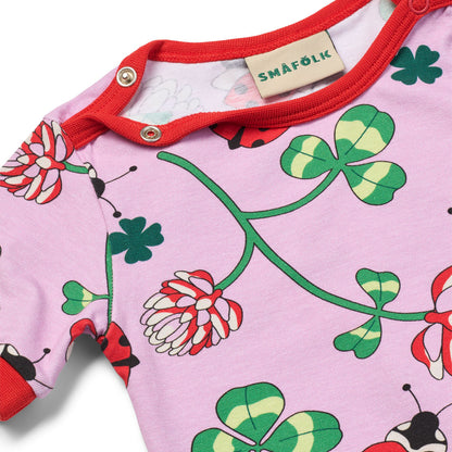 Organic Cotton Ladybug Print Short Sleeve Baby Bodysuit - Blush Pink | Småfolk
