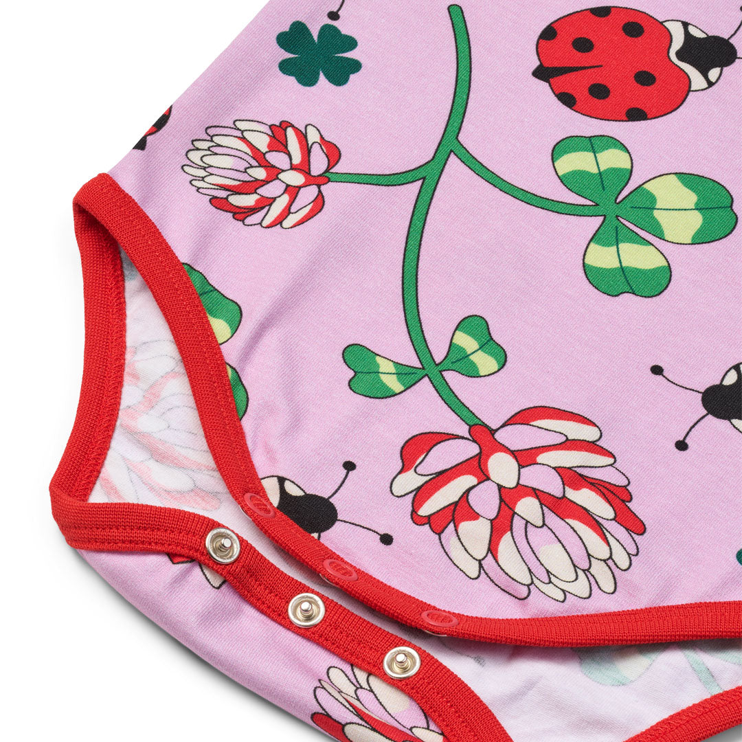 Organic Cotton Ladybug Print Short Sleeve Baby Bodysuit - Blush Pink | Småfolk
