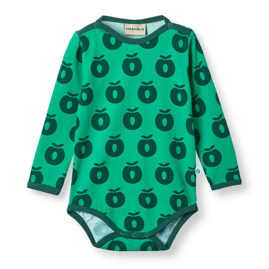 Småfolk Organic Short Sleeved Bodysuit- Apples, Green