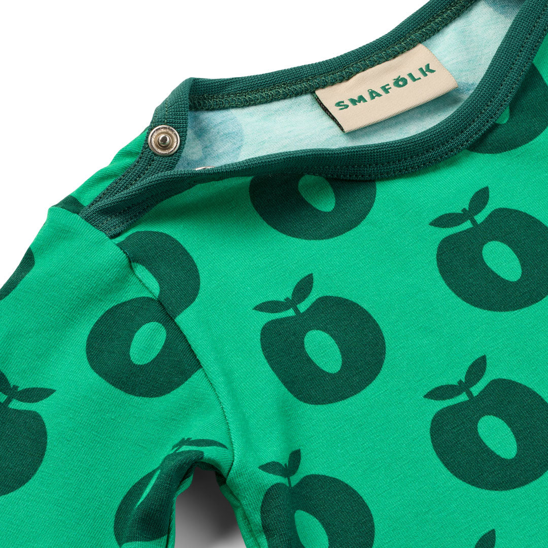 Småfolk Organic Short Sleeved Bodysuit- Apples, Green