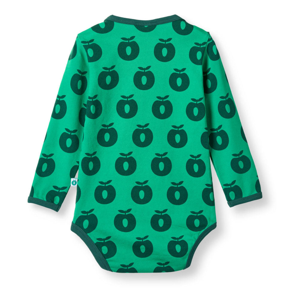 Småfolk Organic Short Sleeved Bodysuit- Apples, Green