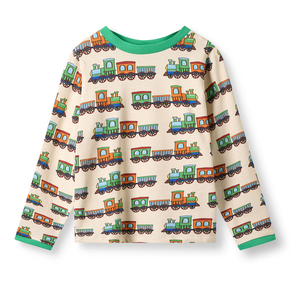 Smafolk Organic Cotton Long Sleeve T-Shirt - Trains