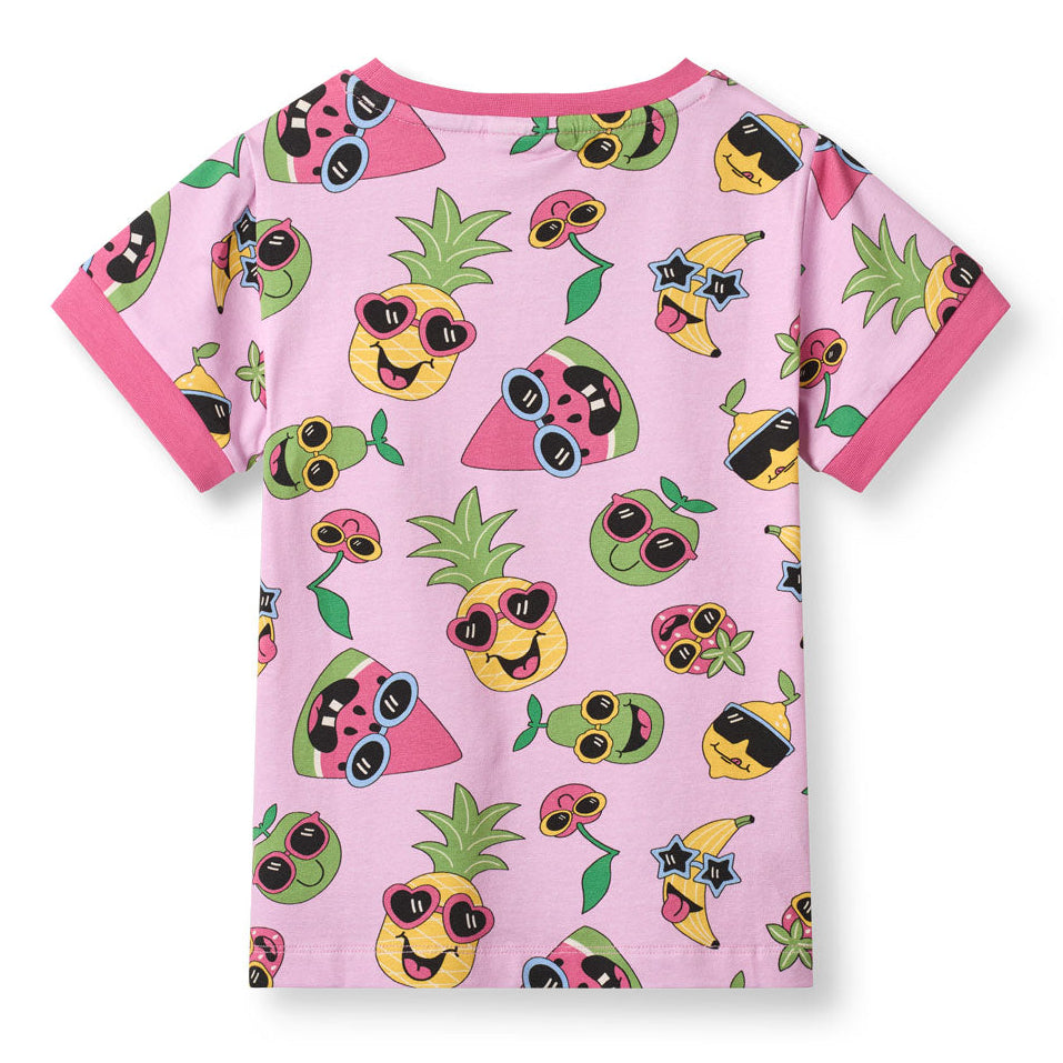 Organic Cotton Fruit Print Short Sleeve Kids T-Shirt - Blush Pink | Småfolk