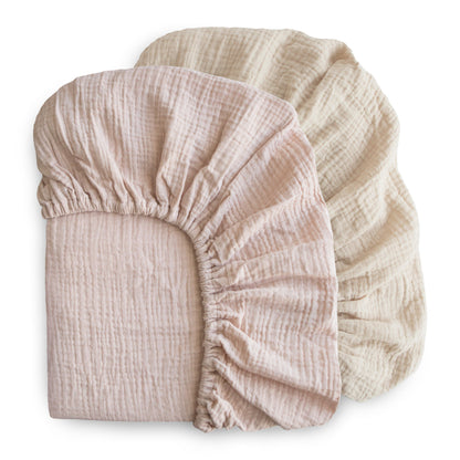 Mushie Extra Soft 2 Pack Muslin Crib Sheet
