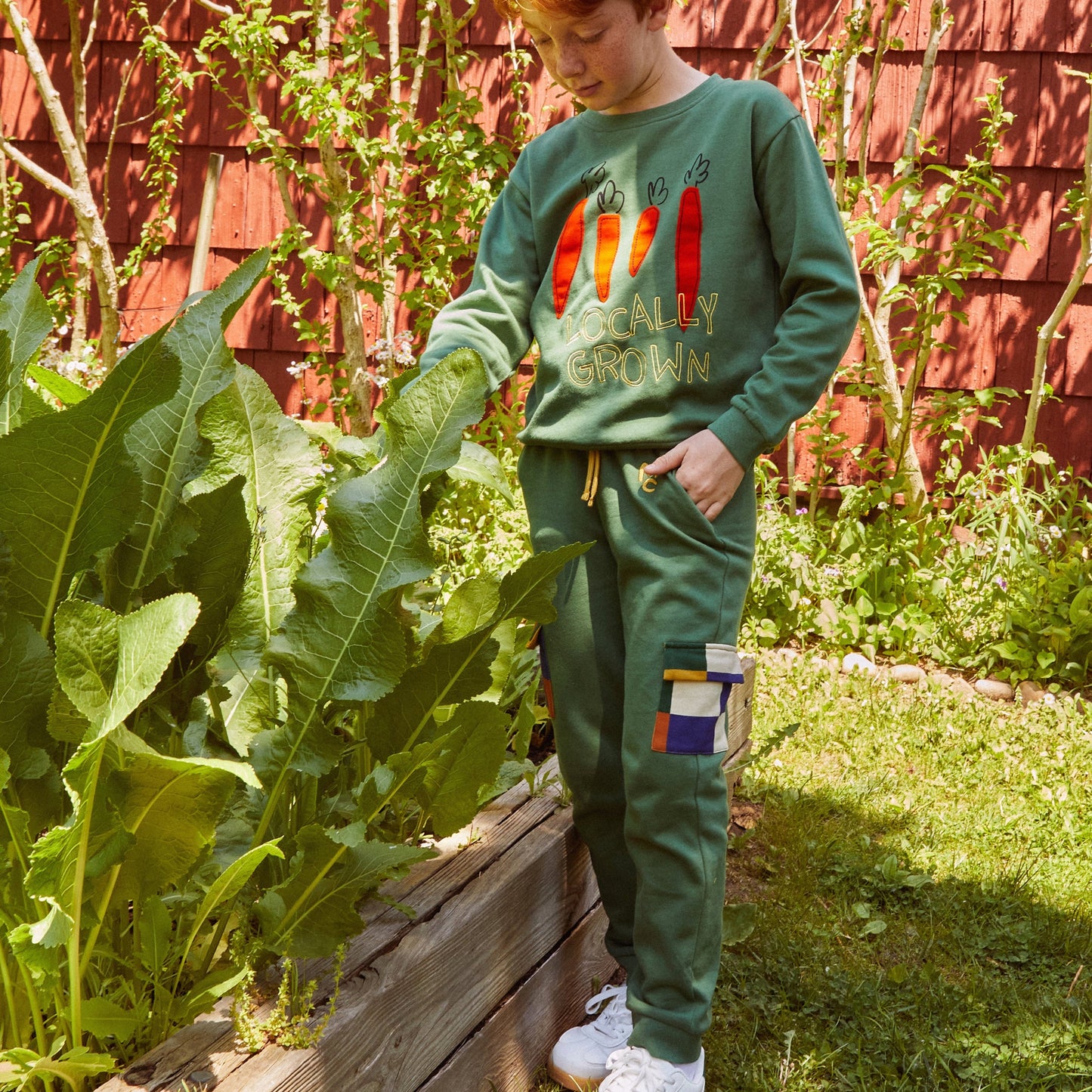 Mon Coeur Organic Cotton Pocket Jogger - Green Checkered